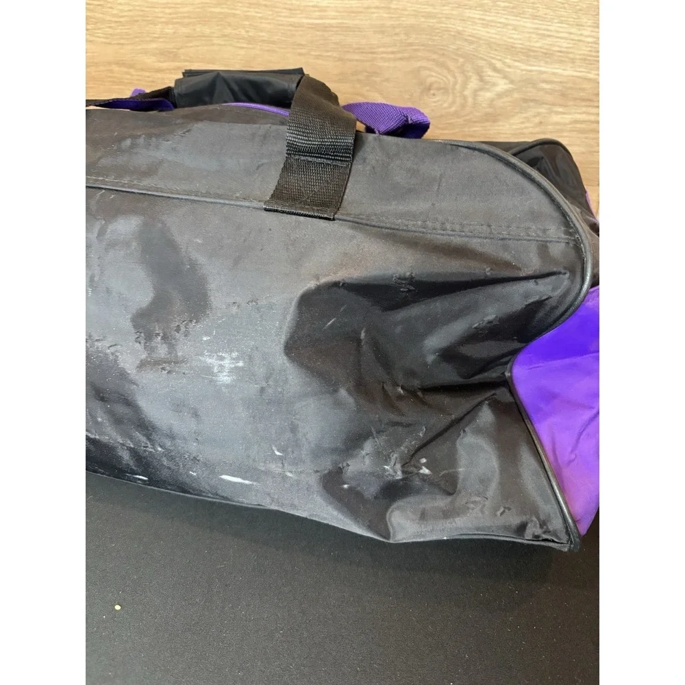 Vintage Spalding Nylon Zip Up Duffle Bag - Retro Black/Purple/Teal, 19x10x11